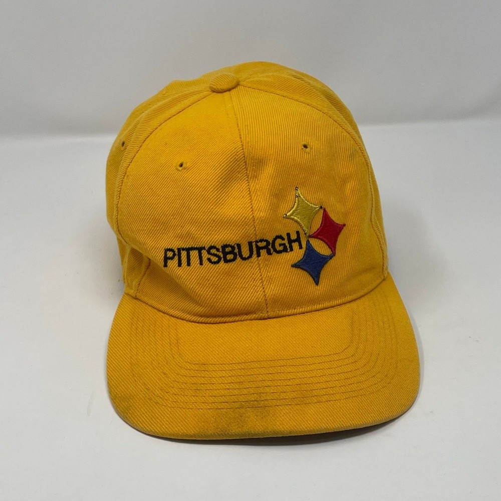Vintage Pittsburgh Steelers Hat Gold Strapback NFL Football Cap Embroidered